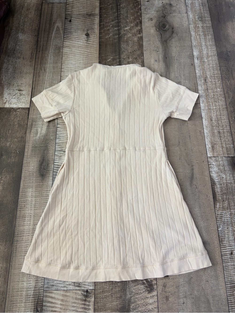 Free People Cream Ribbed Button-Front Mini Dress - Picture 3 of 5